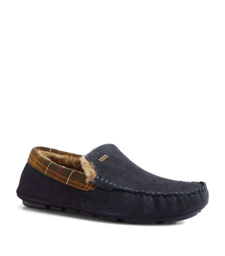 Barbour Suede Tartan-Trim Monty Slippers 4