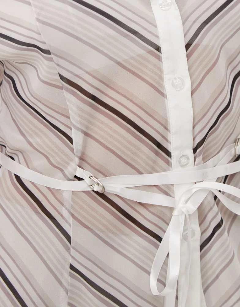 Motel Motel christabel diagonal stripe shirt in grey 3