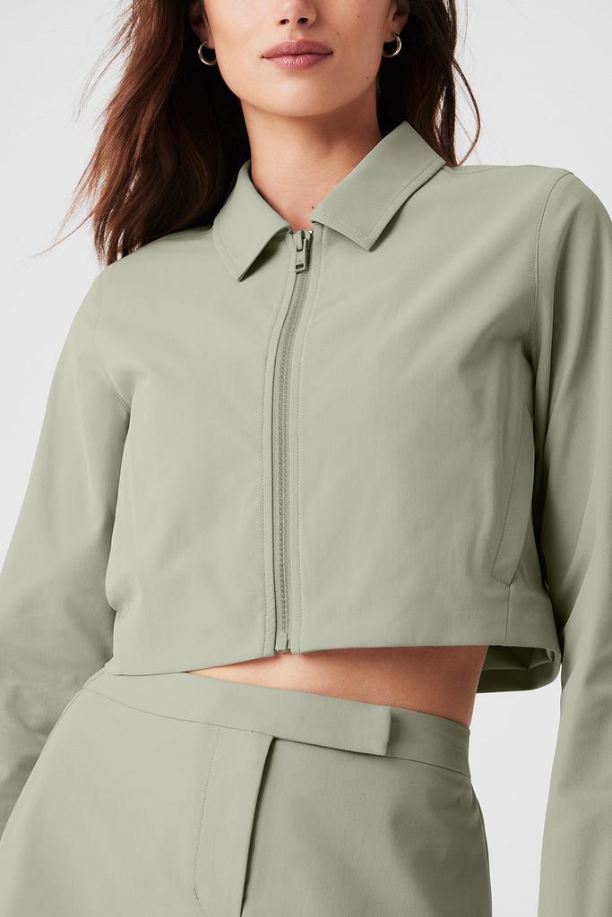 ブルゾン [Alo Yoga] Linen Cropped Getaway Jacket Linen Cropped Getaway Jacket - Navy | ALO