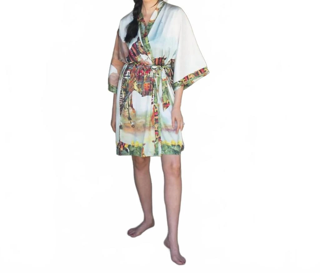 Fringe Scarves Kimono Robe In Haute Horse