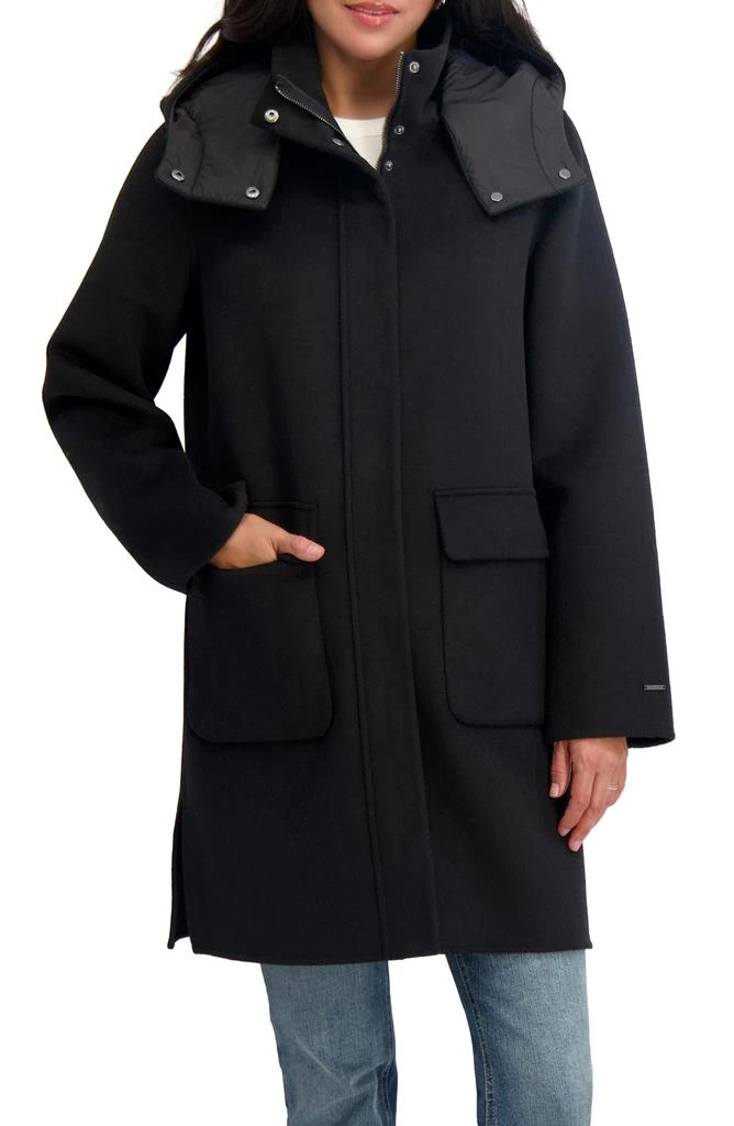 Tahari Bristol Wool Blend Coat with Removable Hood