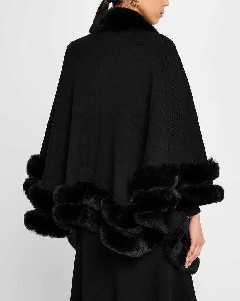 La Fiorentina Ruana Shawl W/ Faux Fur Trim 3
