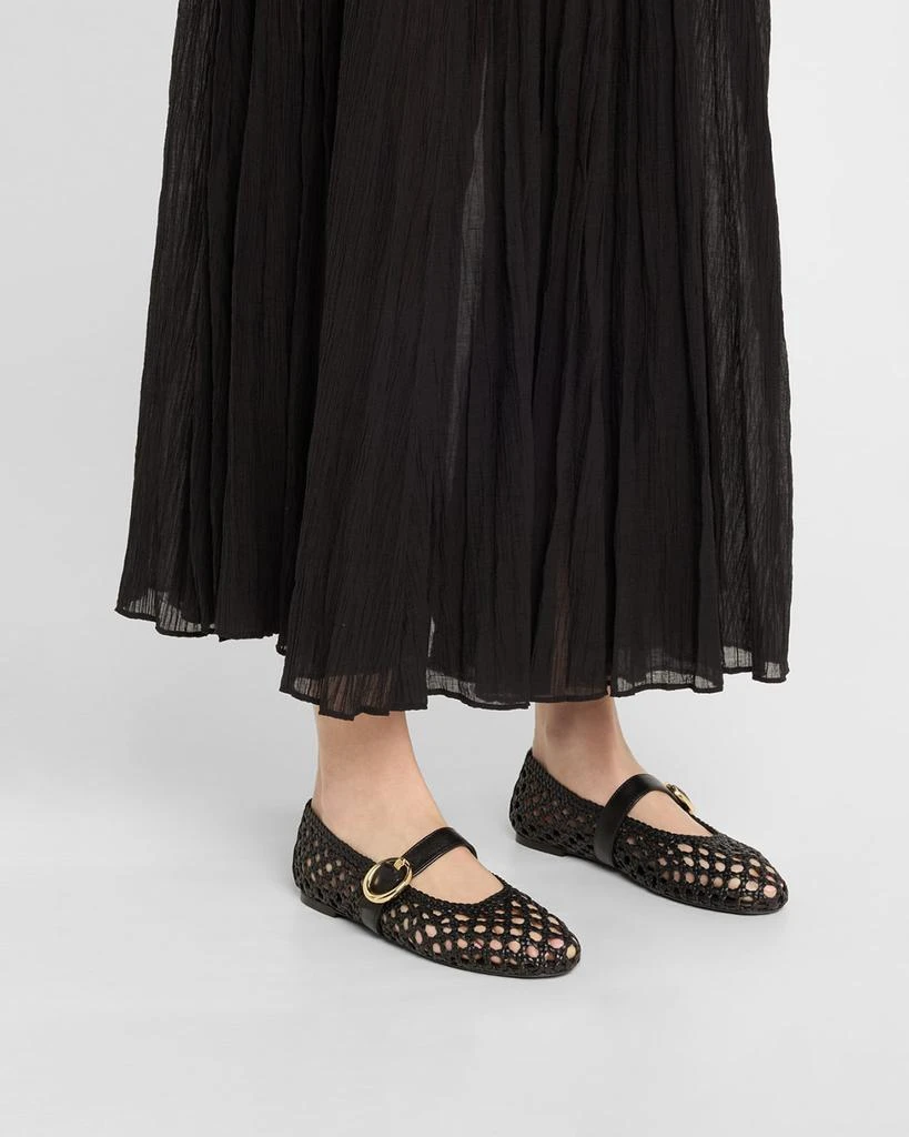 Stuart Weitzman Thea Woven Leather Mary Jane Ballerina Flats 2
