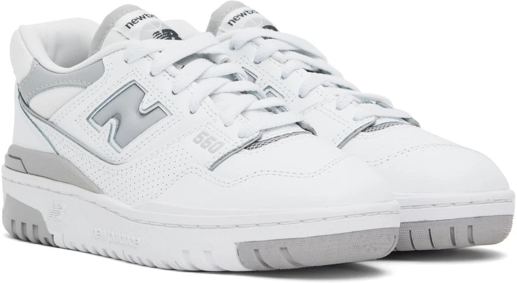 New Balance White & Gray 550 Sneakers 4
