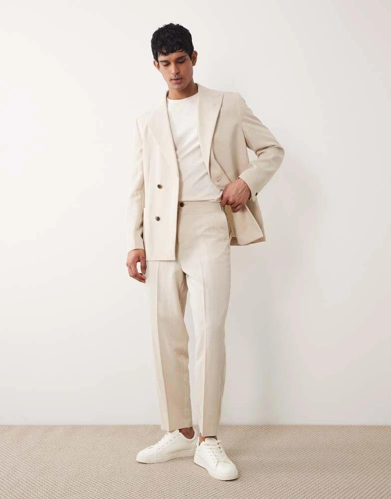 ASOS ASOS DESIGN relaxed tapered suit trousers in cream