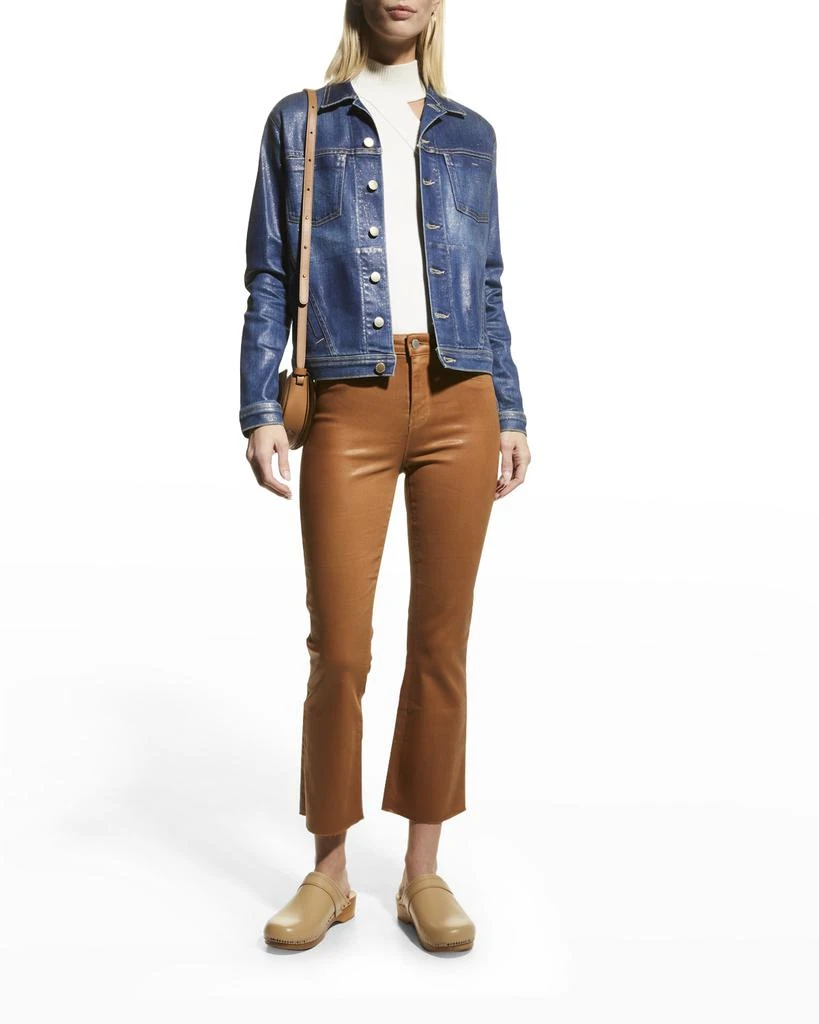 L'Agence Kendra High-Rise Coated Crop Flare Jeans 2