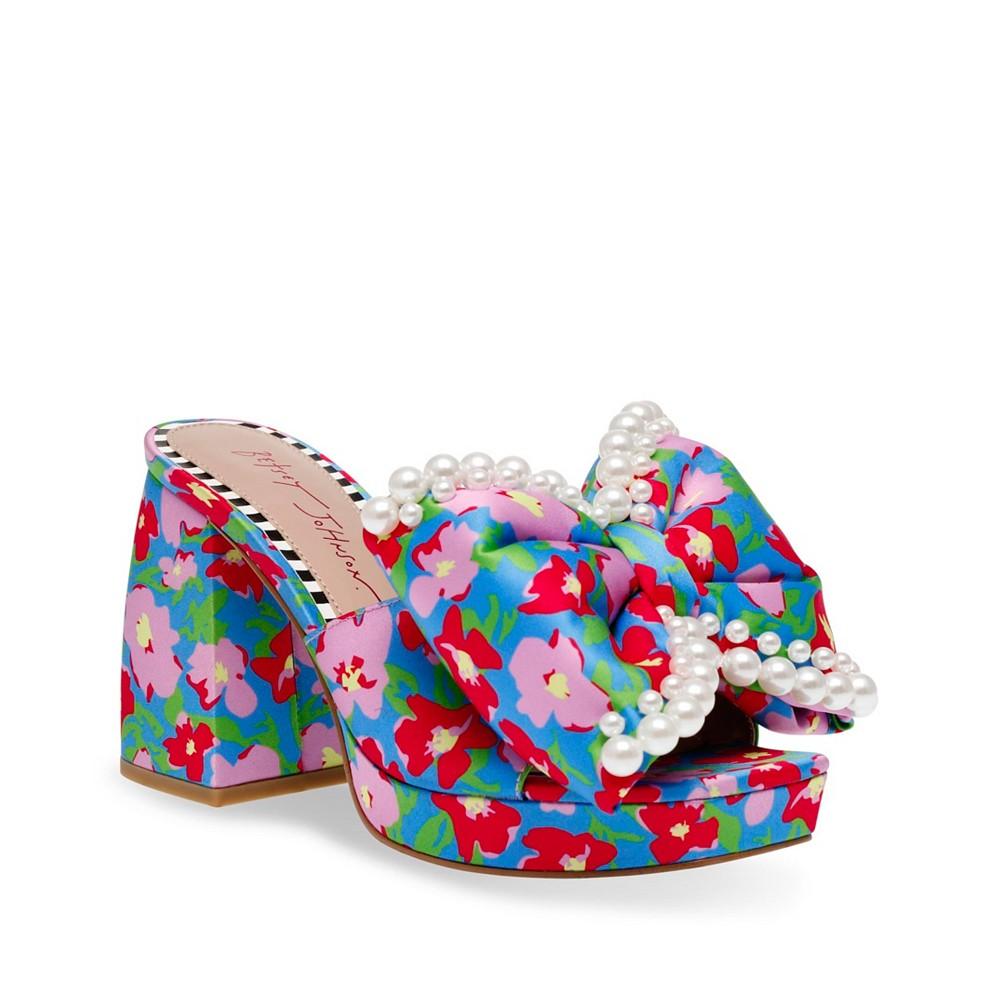 Betsey Johnson Women's Maccie Beaded Bow Platform Dress Sandals