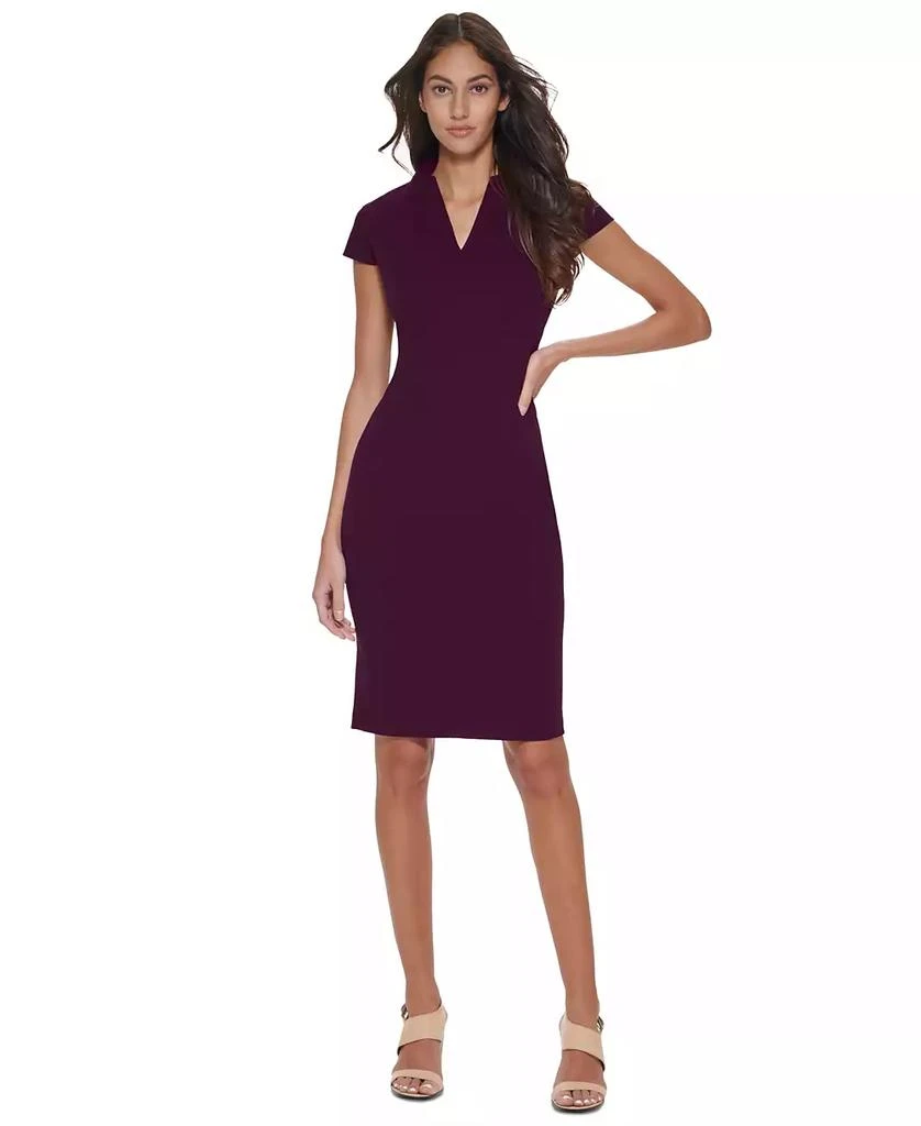 calvin klein petite short-sleeve sheath dress Calvin Klein Womens, Short Sleeve Scuba Sheath Cream, 2 at Amazon Women's Clothing store