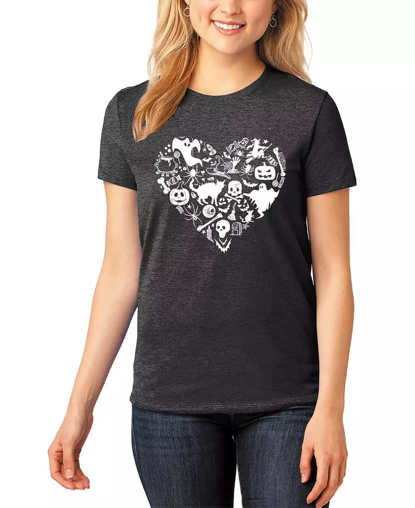 LA Pop Art Women's Halloween Heart Premium Blend Art T-Shirt