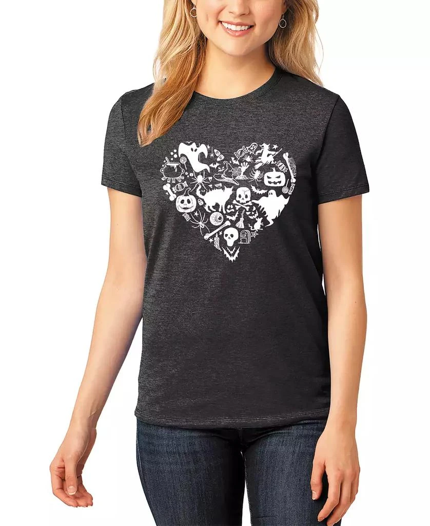 LA Pop Art Women's Halloween Heart Premium Blend Art T-Shirt 1