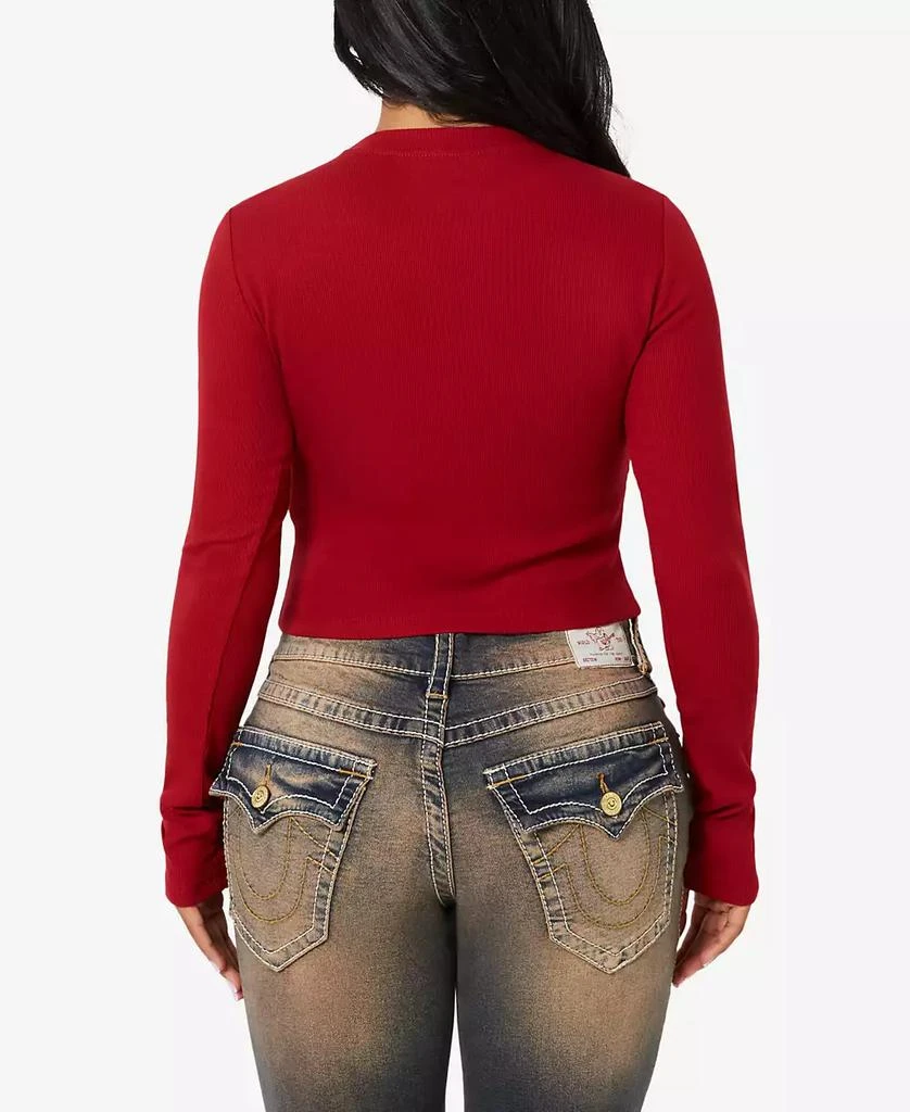 True Religion Women's Western Logo Rib Baby Tee 6
