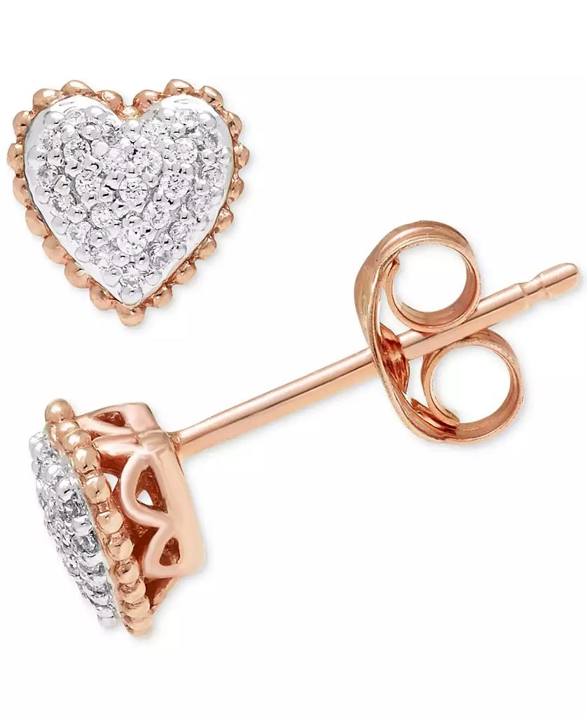 Macy's Diamond Cluster Heart Stud Earrings (1/10 ct. t.w.) in 10k Rose Gold 1