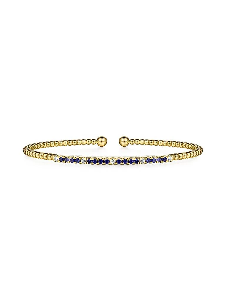Gabriel 
Co Bujukan 14K Yellow Gold, Blue Sapphire 
0.09 TCW Diamond Cuff Bracelet