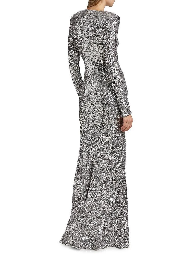 ELISABETTA FRANCHI Sequined Long-Sleeve Gown 5