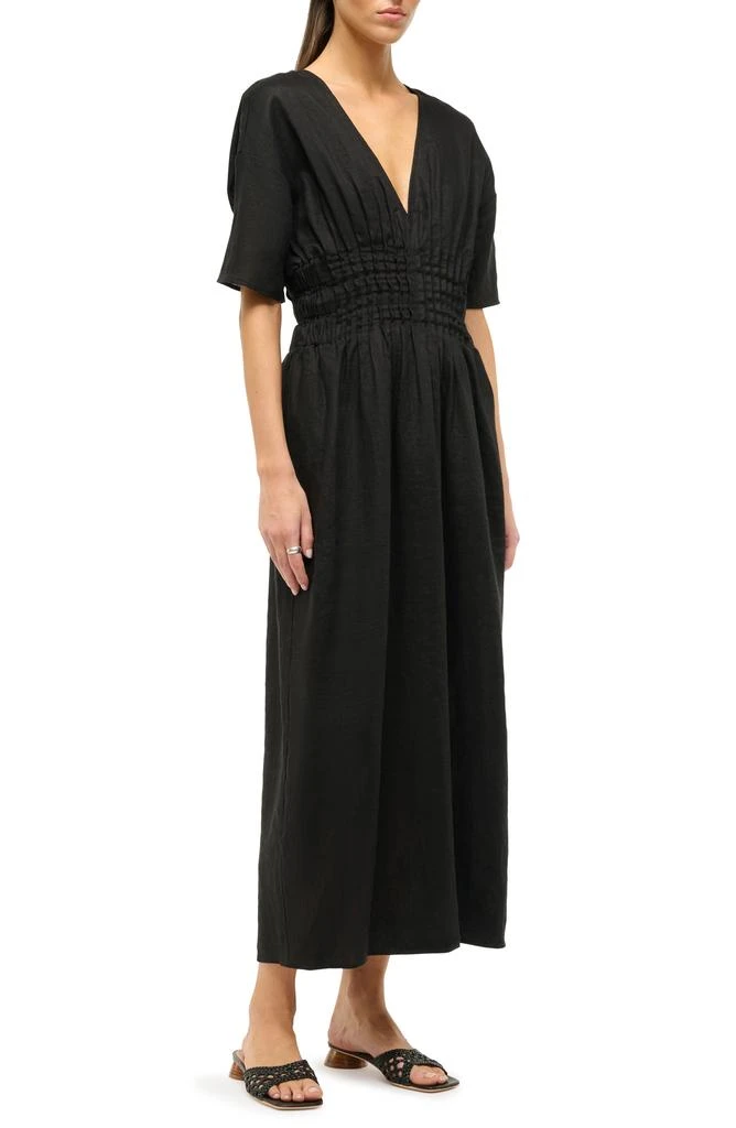 Staud Lauretta Pleated Waist Linen Maxi Dress 3