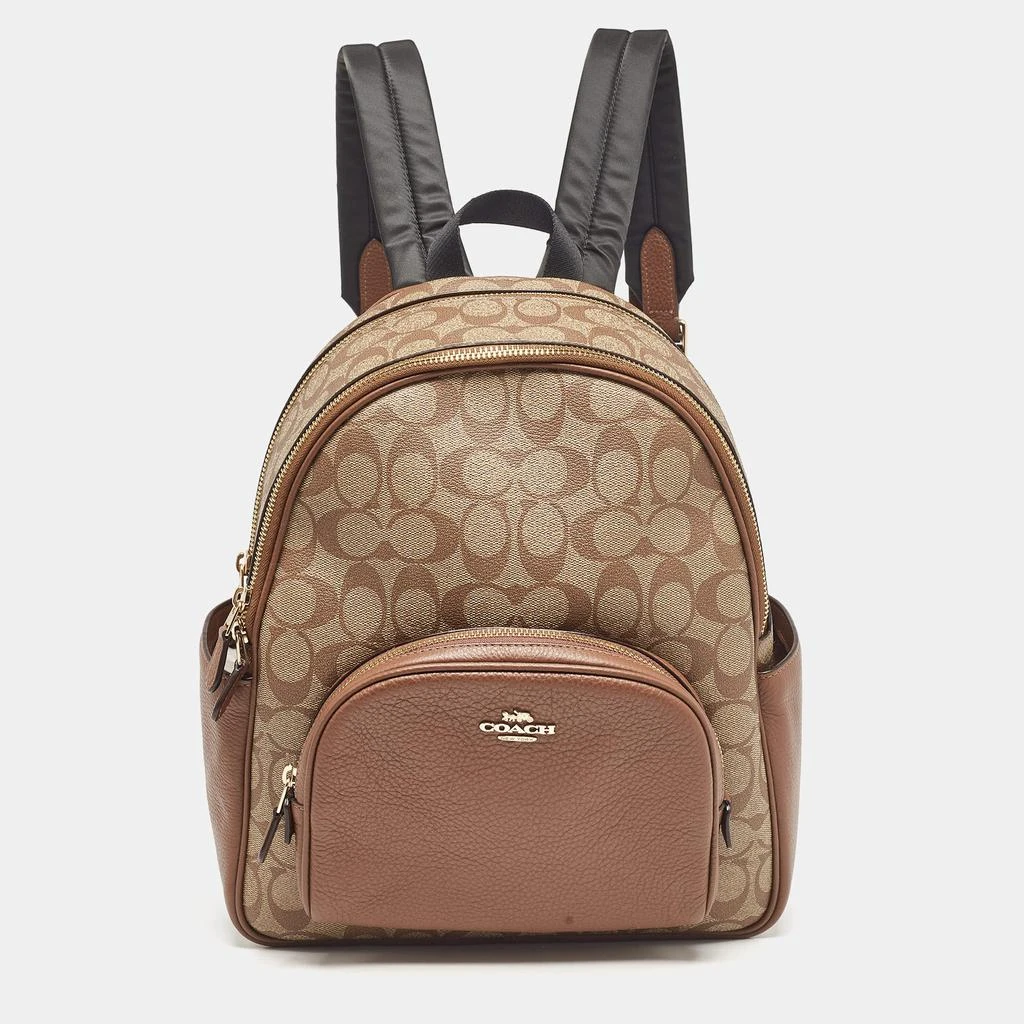 Coach Coach Brown/Beige Signature Coated Canvas and Leather Court Backpack 1