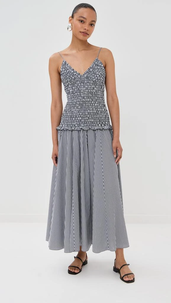 Brandon Maxwell The Josie Spaghetti Strap Dress with Smocked Bodice 3