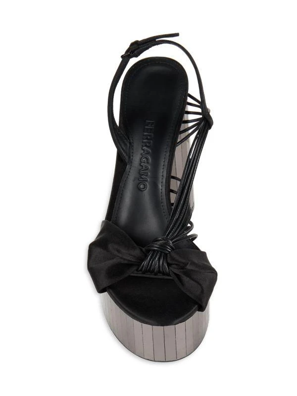 Salvatore Ferragamo Sabina Bow Block Heel Platform Sandals 5