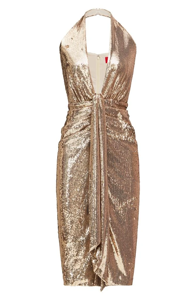 HALSTON Sya Sequin Plunge Halter Neck Cocktail Dress 4
