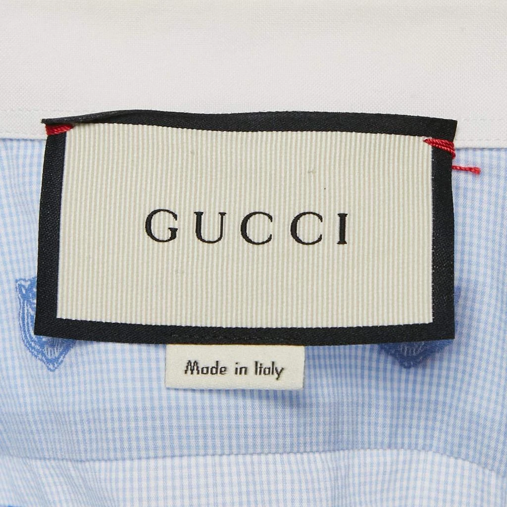 Gucci Gucci Blue Checks Cotton Tiger Head Embroidered Cambridge Shirt XL 4