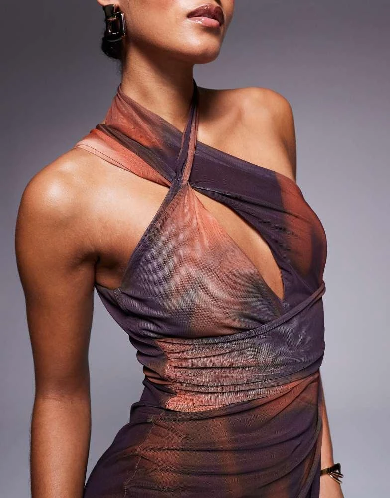 ASOS ASOS DESIGN Tall halter cross front maxi dress in swirl print 3