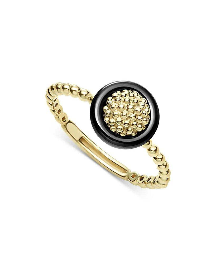 LAGOS Meridian 18K Yellow Gold Caviar Black Ceramic Beaded Ring 1