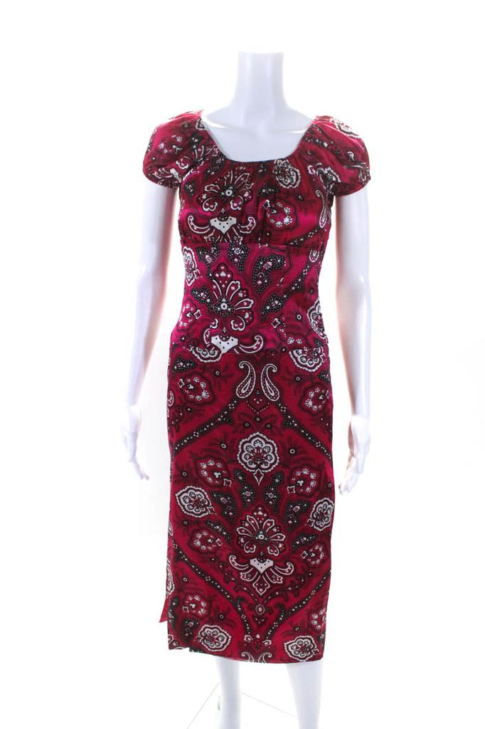 CAROLINE CONSTAS Womens Silk Paisley Print Dresses Pink Black