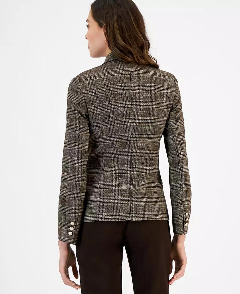 Tahari Women's Plaid One Button Double Breasted Blazer