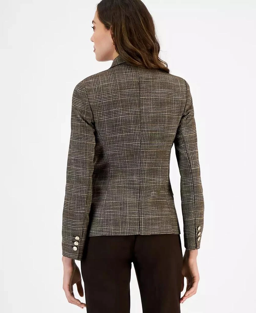 Tahari Women's Plaid One Button Double Breasted Blazer 2