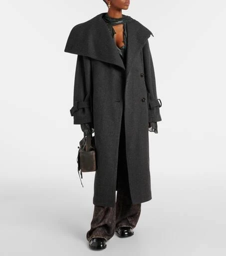 Acne Studios Herringbone belted wool-blend coat 8