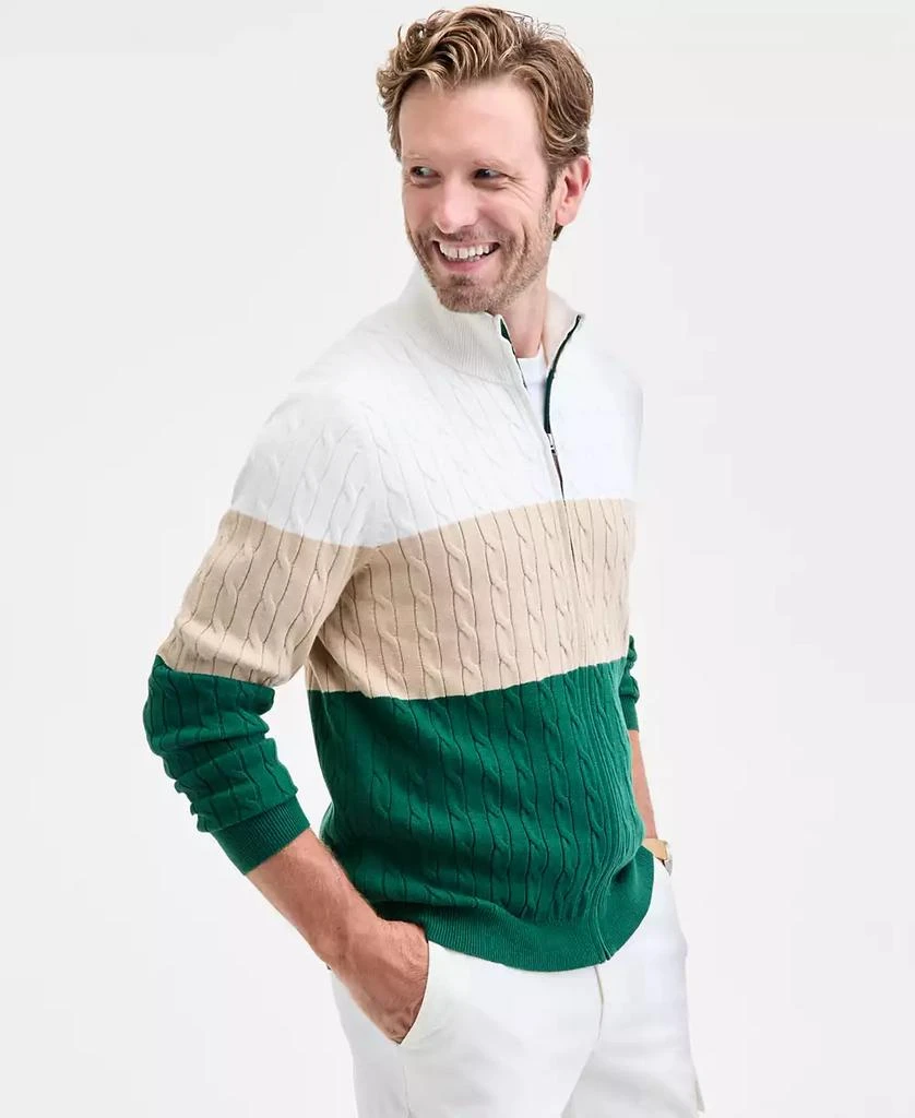 Club Room Men
s Colorblocked Cable-Knit Full-Zip Sweater, Macy
s Exclusive 1
