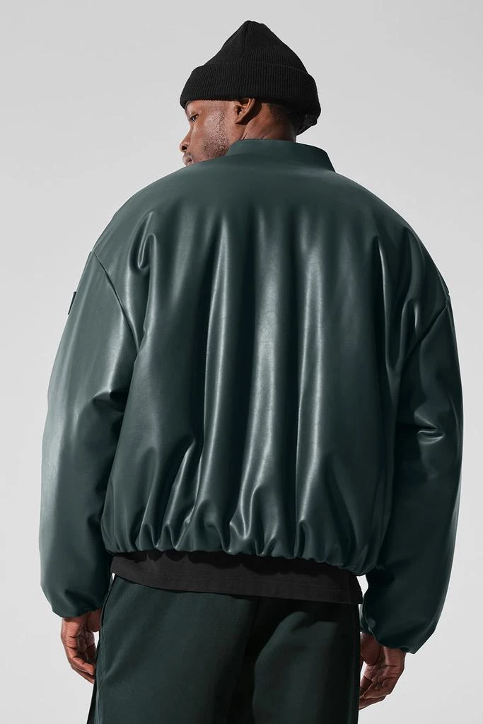 Alo Faux Leather Premier Bomber - Charcoal Green 2