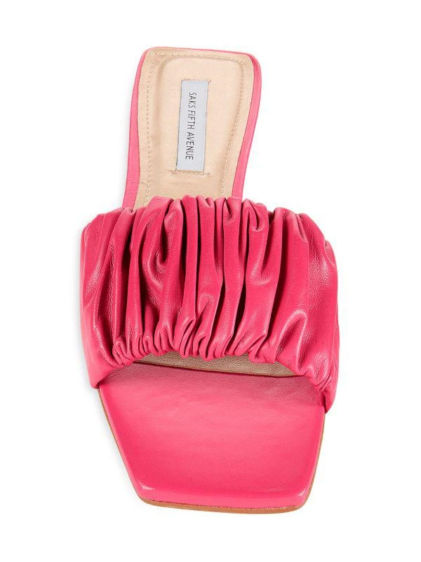 Saks Fifth Avenue Scrunch Leather Flat Sandals 5