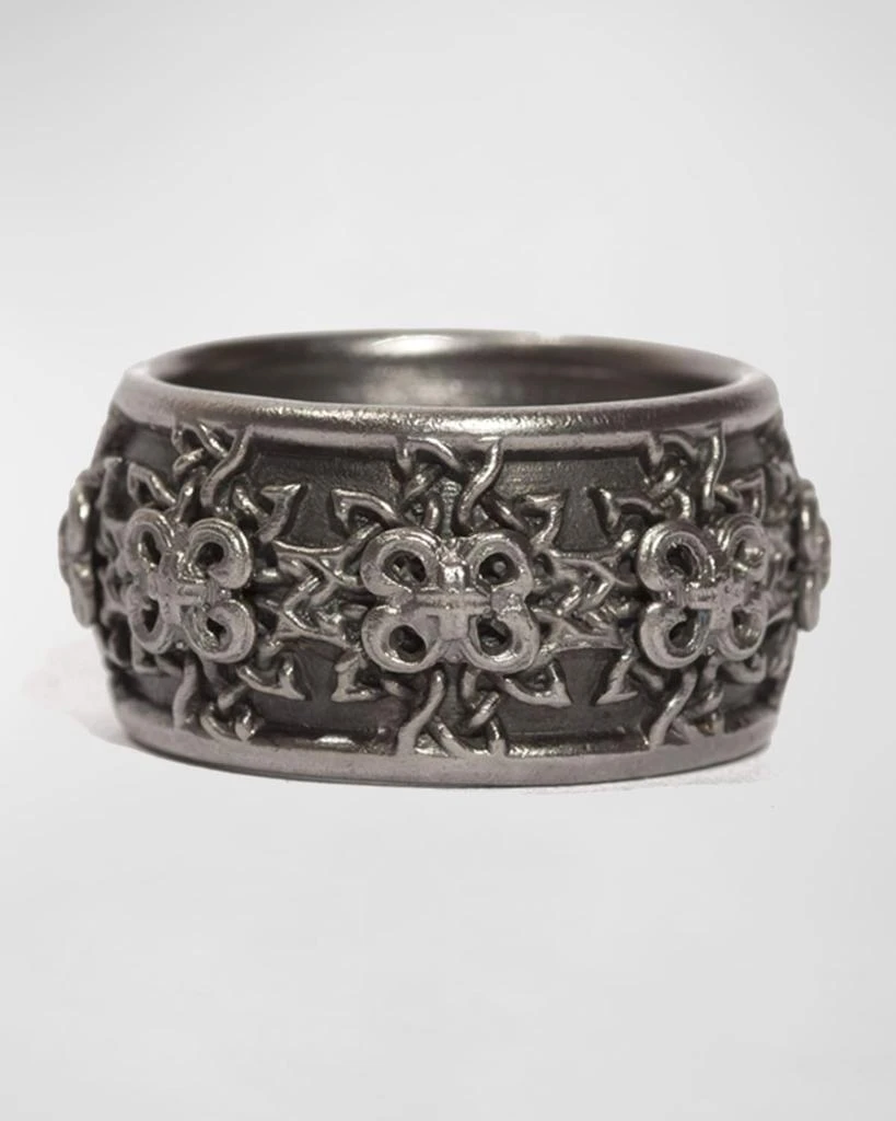 Armenta Men's Romero Blackened Woven-Scroll Wide-Band Ring, Size 10-11 1