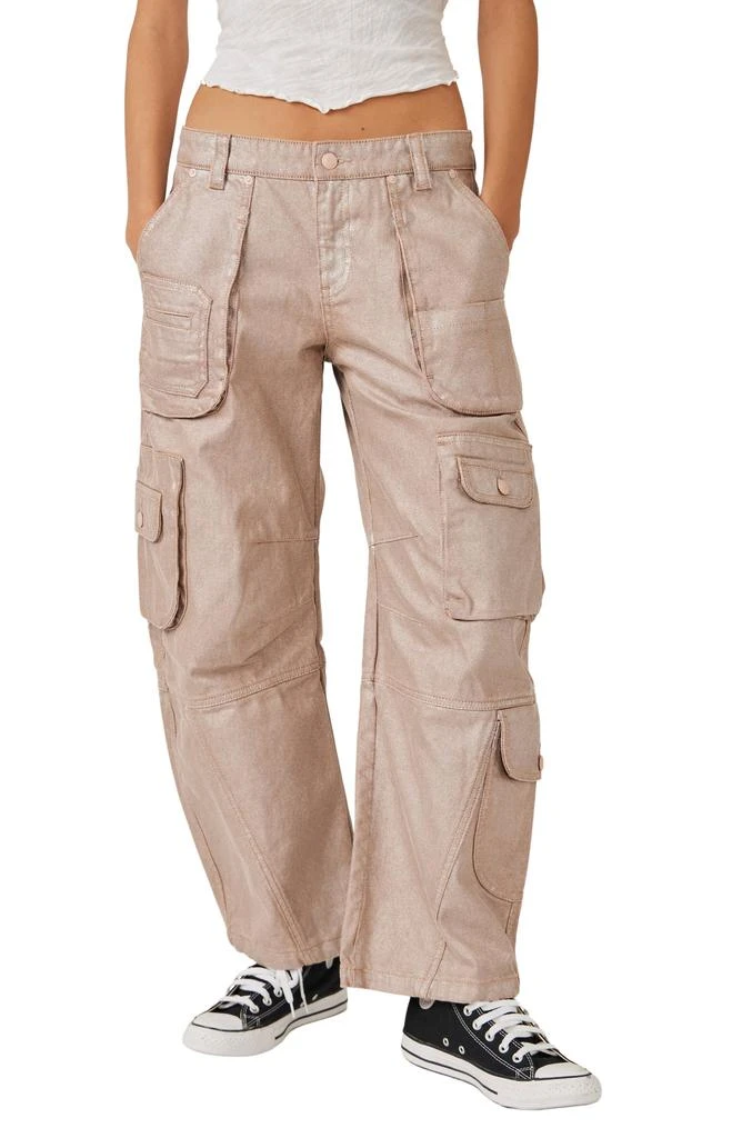 Free People Lap of Luxury Metallic Cargo Pants