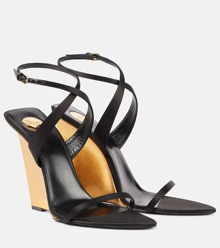 Yves Saint Laurent Salomé 110 crêpe satin wedge sandals 1