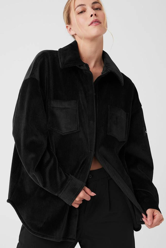 Alo Ribbed Velour Mountain Side Shacket - Black 5