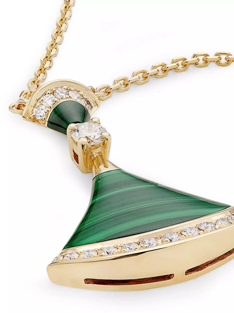 BVLGARI Divina 18K Yellow Gold, Malachite & Diamond Pendant Necklace 4