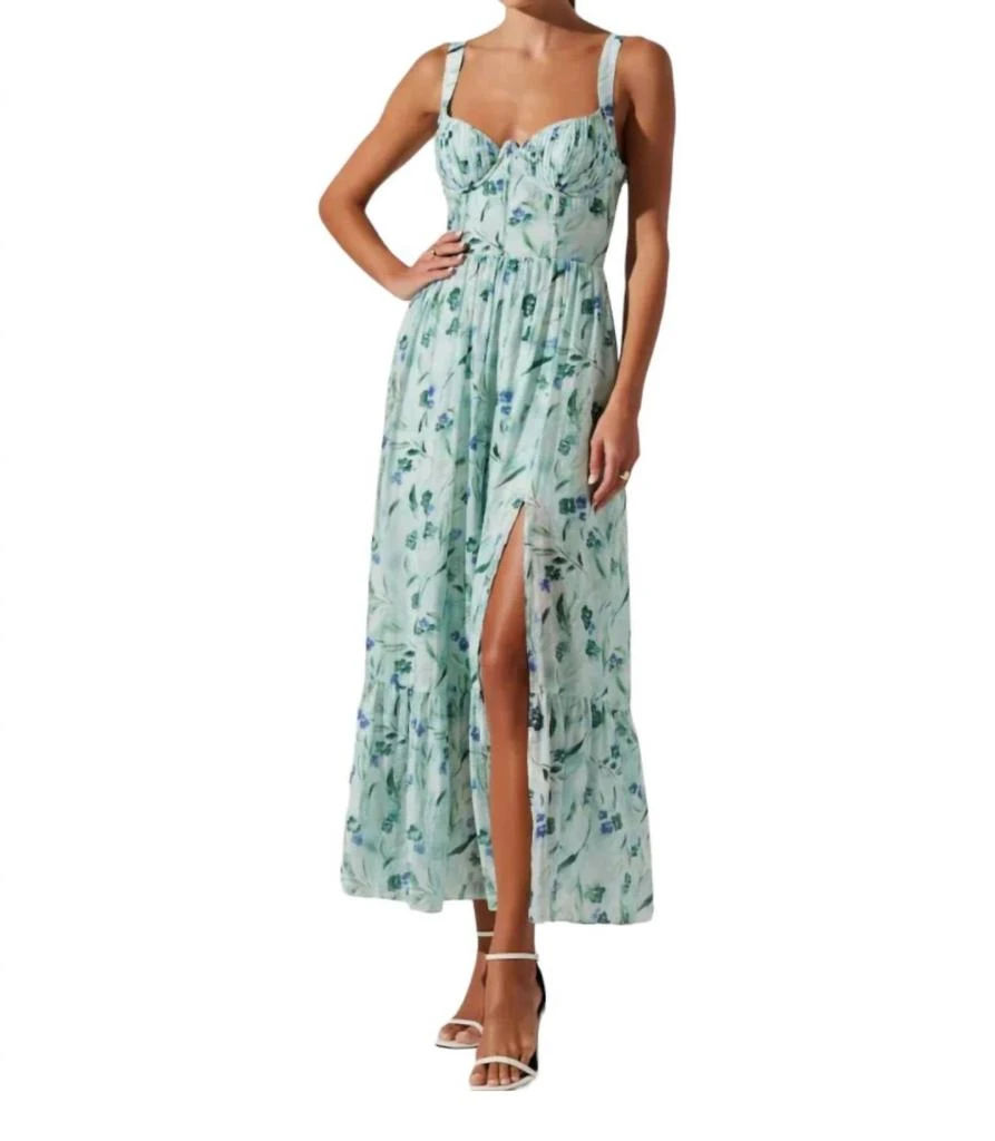 ASTR Kelby Dress In Green Blue Floral 1