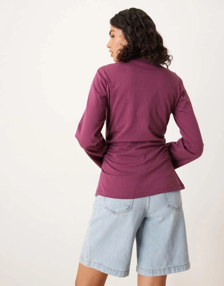 ASOS ASOS DESIGN asymmetric hem long sleeve ruched side top in fig 4