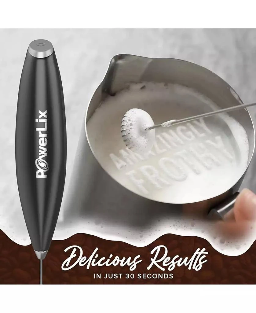 POWERLIX Milk Frother Battery Operated Foam Maker For Coffee With Stainless Steel Stand 5