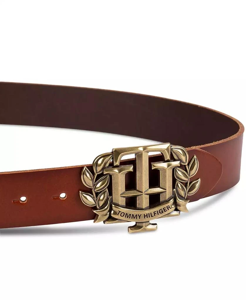Tommy Hilfiger Men's Iconic Monogram Crest Plaque Buckle Leather Belt 3