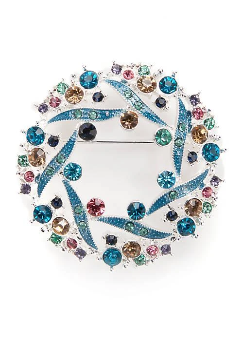 Napier Silver Tone 'Tis The Season Wreath Pin 1