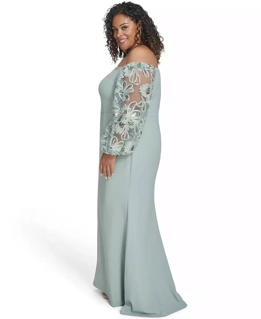 Eliza J Plus Size Floral-Sleeve Long Gown 2