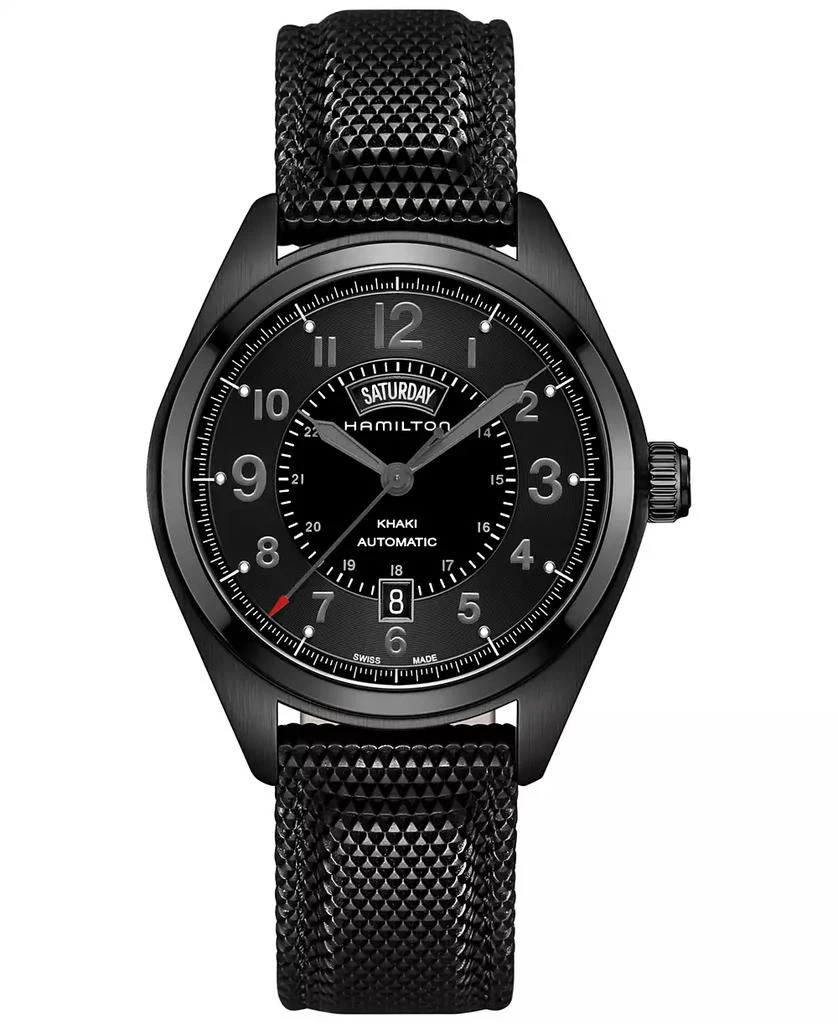 Hamilton Men's Swiss Automatic Khaki Field Black Rubber Strap Watch 42mm H70695735 1
