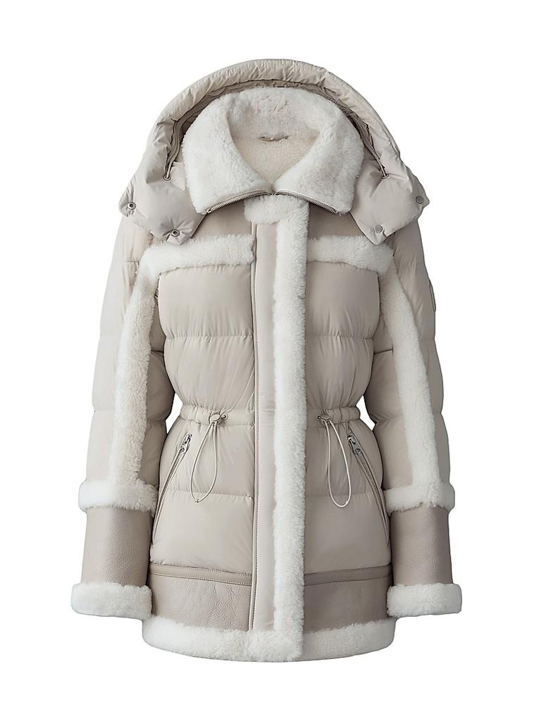 Shop Lilibeth Mixed-Media Shearling Down Parka on Sale at