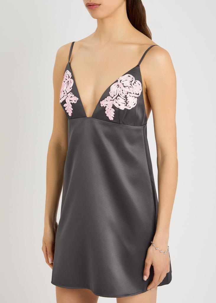 ROTATE SUNDAY Floral-appliquéd satin mini dress
