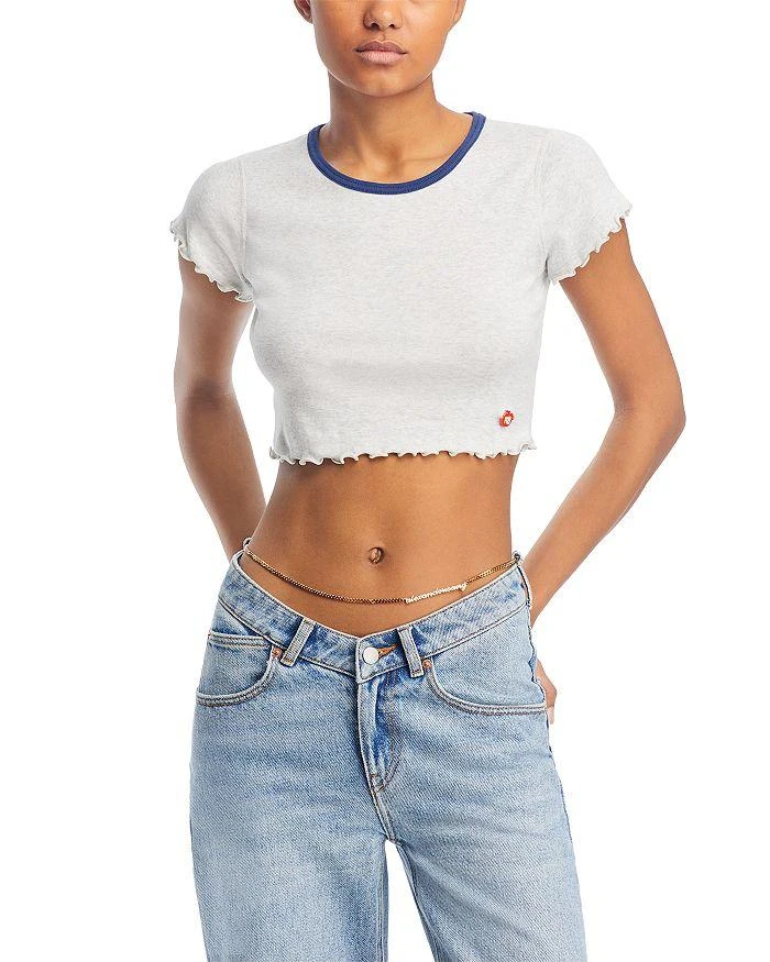 alexanderwang.t alexadnerwang.t Short Sleeve Lettuce Trim Cropped Tee 1