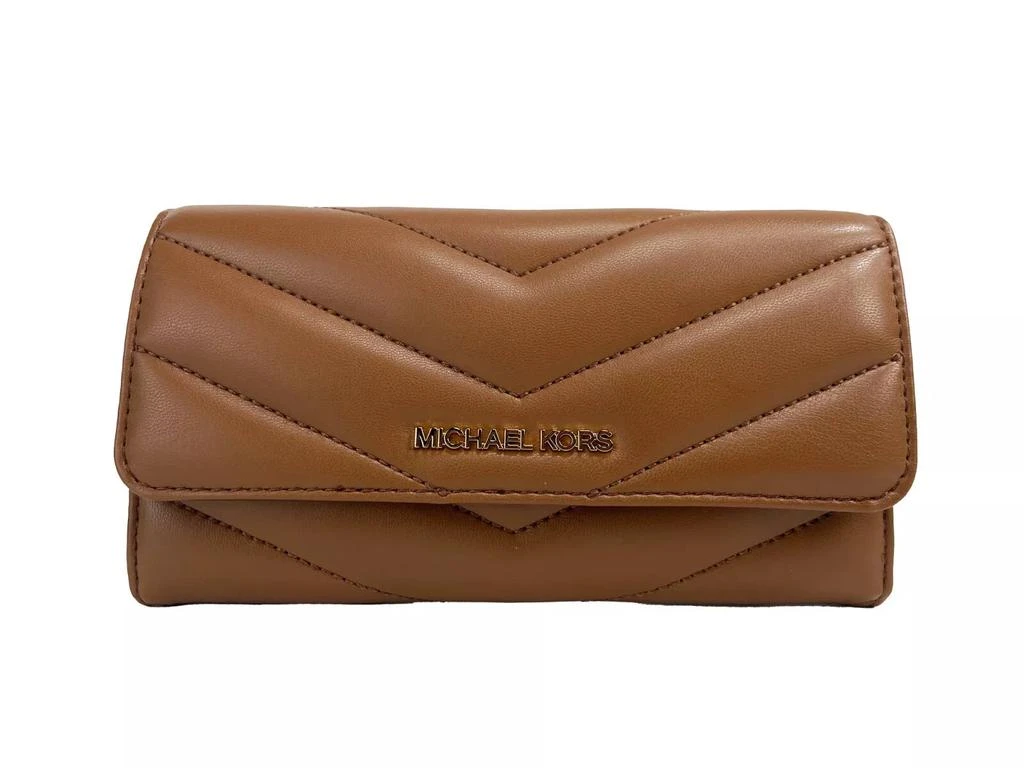 Michael Kors Jet Set Travel Large Quilted Leather Trifold Wallet Brown 1