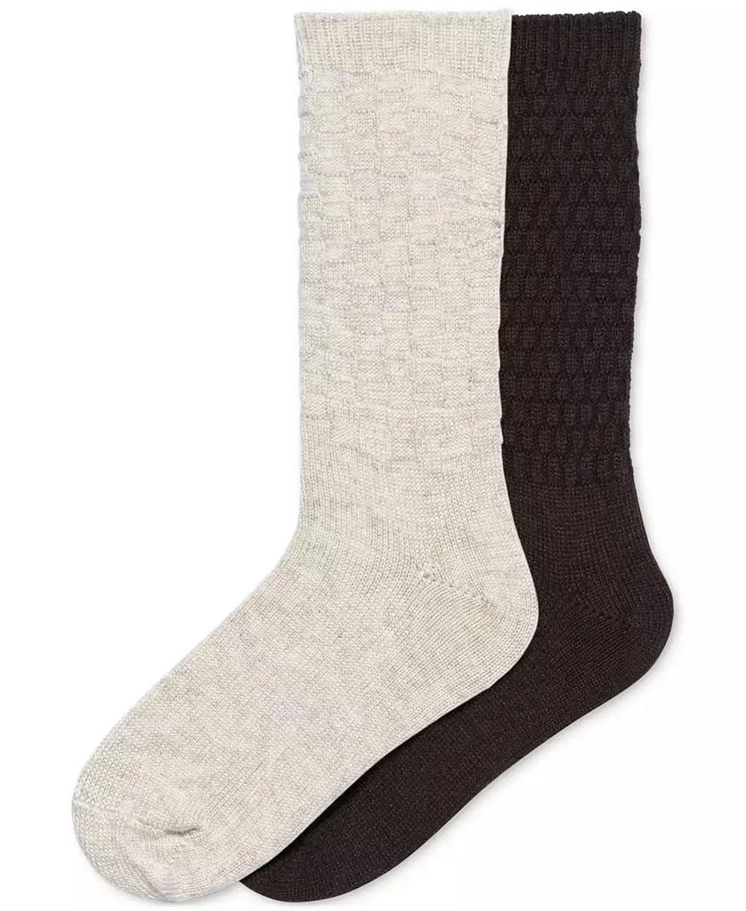 Hue Women's Textured Wool Blend Crew Socks, 2-Pack 1